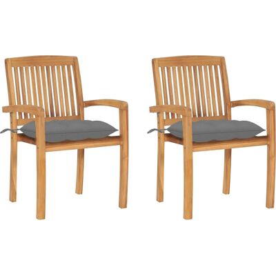 Unbekannte Marke Modell - Stapelbare Graue Teak-Gartenstühle - Gartenstühle Unbekannte Marke Modell - Stapelbare Graue Teak-Gartenstühle - Gartenstühle