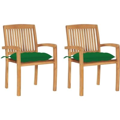 vidaXL Gartensessel - Stapelbar Teakholz mit Kissen vidaXL Gartensessel - Stapelbar Teakholz mit Kissen