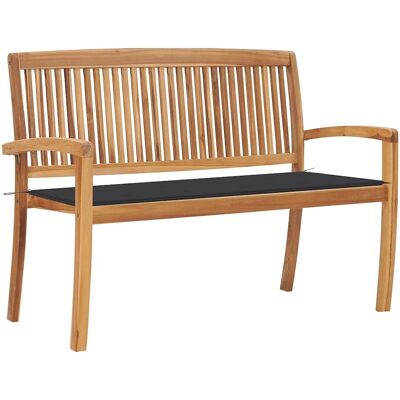 Maisonchic Stapelbare Gartensitzbank mit Kissen - 128,5 cm Teakholz Maisonchic Stapelbare Gartensitzbank mit Kissen - 128,5 cm Teakholz
