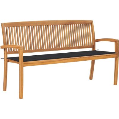 Nnevl Teakhouten Tuinbank - Stapelbaar met Kussen - 159cm Tuinmeubilair Nnevl Teakhouten Tuinbank - Stapelbaar met Kussen - 159cm Tuinmeubilair