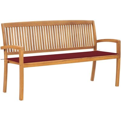 Maisonchic Teak Gartenbank - Stapelbar mit Kissen - 159cm - Gartengeräte Maisonchic Teak Gartenbank - Stapelbar mit Kissen - 159cm - Gartengeräte