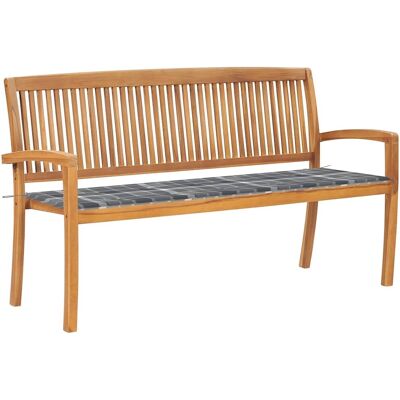 Banco de jardín apilable de teca con cojín - Muebles de jardín Banco de jardín apilable de teca con cojín - Muebles de jardín