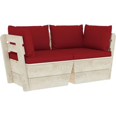 VidaXL Buitenmeubelset - Rood - Palletbank 2-Persoons VidaXL Buitenmeubelset - Rood - Palletbank 2-Persoons