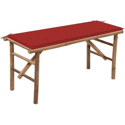 VidaXL Gartenbank Bambus Rot - Klappbar mit Kissen VidaXL Gartenbank Bambus Rot - Klappbar mit Kissen