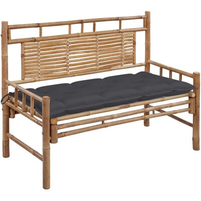vidaXL Gartenbank Mit Auflage 120 Cm Bambus - Wetterfester Sitz vidaXL Gartenbank Mit Auflage 120 Cm Bambus - Wetterfester Sitz