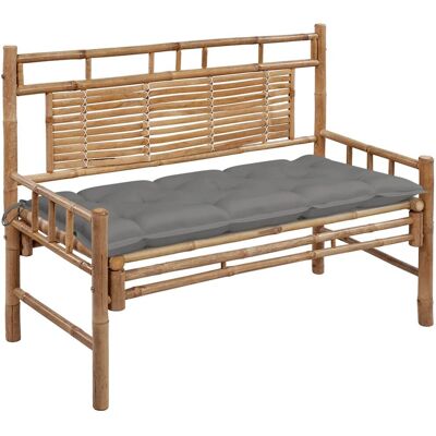 vidaXL Gartenbank 120 cm Bambus Grau - Wetterfest - Mit Auflage vidaXL Gartenbank 120 cm Bambus Grau - Wetterfest - Mit Auflage