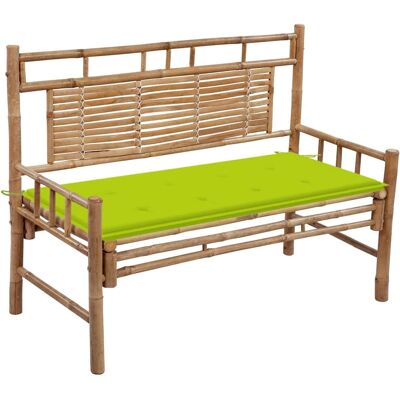 vidaXL Gartentisch Mit Auflage 120 cm Bambus - Gartenbank mit Auflage vidaXL Gartentisch Mit Auflage 120 cm Bambus - Gartenbank mit Auflage