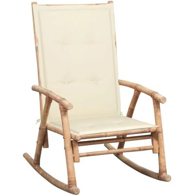 VidaXL Gartenstuhl - Gepolsterter Sitz Bambus Creme - Gartensessel VidaXL Gartenstuhl - Gepolsterter Sitz Bambus Creme - Gartensessel