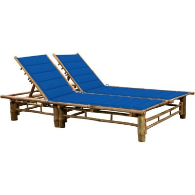 vidaXL 2-Personen Sonnenliege Bambus Blau - Sonnenliege vidaXL 2-Personen Sonnenliege Bambus Blau - Sonnenliege