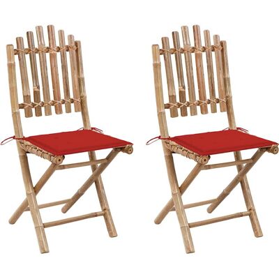 vidaXL Outdoor Stuhl - Klappbarer Bambus mit Kissen - Wetterbeständig vidaXL Outdoor Stuhl - Klappbarer Bambus mit Kissen - Wetterbeständig