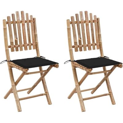 vidaXL Gartenstuhl - Klappbare Bambus Gartenstühle mit Kissen - Outdoor-Möbel vidaXL Gartenstuhl - Klappbare Bambus Gartenstühle mit Kissen - Outdoor-Möbel