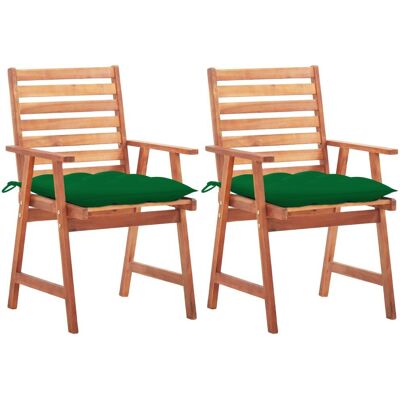 vidaXL Garten-Essstühle - Akazie Holz - 2 Stück - Grün vidaXL Garten-Essstühle - Akazie Holz - 2 Stück - Grün