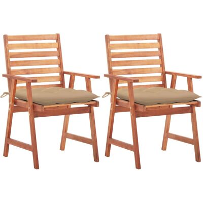 vidaXL Gartenstuhl - Akazienholz, Beige, 3 Stück vidaXL Gartenstuhl - Akazienholz, Beige, 3 Stück