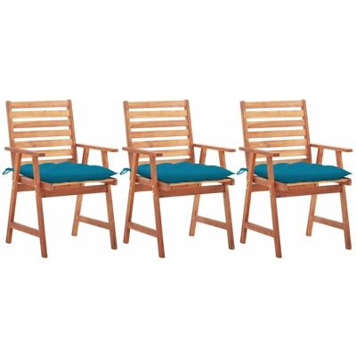 vidaXL Garten-Essstühle - Blau - Rustikales Akazienholz-Set aus 3 vidaXL Garten-Essstühle - Blau - Rustikales Akazienholz-Set aus 3