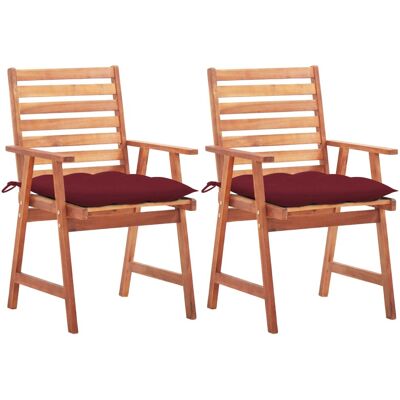 vidaXL Outdoor-Stuhl - Akazienholz, Rote Kissen - Gartentischset vidaXL Outdoor-Stuhl - Akazienholz, Rote Kissen - Gartentischset