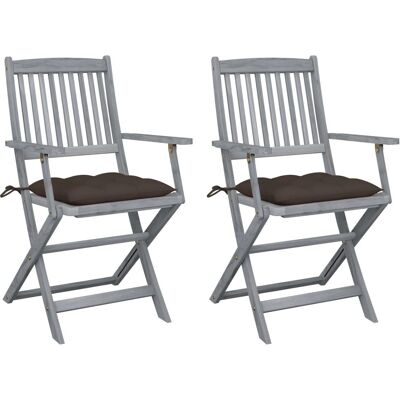MAISONCHIC 2er Set Faltbare Gartensessel mit Kissen - Akazienholz MAISONCHIC 2er Set Faltbare Gartensessel mit Kissen - Akazienholz