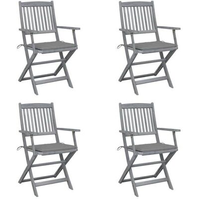 VIDAXL Maison Chic - 4 Stück Klappstühle mit Kissen - Holz VIDAXL Maison Chic - 4 Stück Klappstühle mit Kissen - Holz