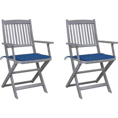 VidaXL Gartensessel - Akazienholz Klappstuhl Set - Blau VidaXL Gartensessel - Akazienholz Klappstuhl Set - Blau