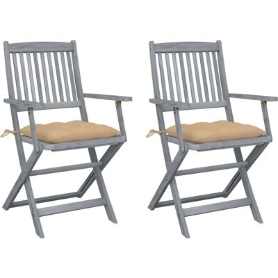 vidaXL Outdoorstuhl-Set - Zusammenklappbare Gartenstühle mit Kissen vidaXL Outdoorstuhl-Set - Zusammenklappbare Gartenstühle mit Kissen