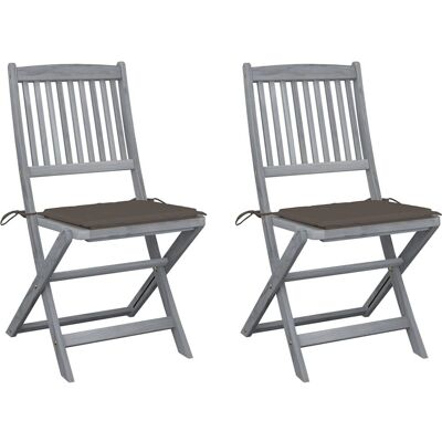 VidaXL Gartensessel - Faltbarer Akazienholz mit Taupe-Kissen VidaXL Gartensessel - Faltbarer Akazienholz mit Taupe-Kissen