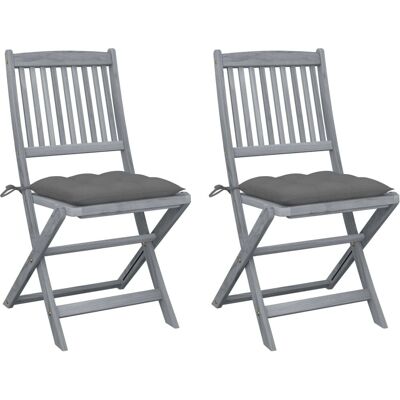 MAISON CHIC Tuinstoelen - Opvouwbaar, Acaciahout, Grijze Kussens MAISON CHIC Tuinstoelen - Opvouwbaar, Acaciahout, Grijze Kussens