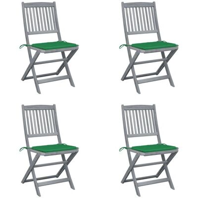 VIDAXL Gartenstühle - Set aus 4 klappbaren Holzstühlen mit Kissen VIDAXL Gartenstühle - Set aus 4 klappbaren Holzstühlen mit Kissen