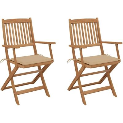 vidaXL Outdoor Stuhl 3064593 - Klappbar, Akazienholz, Beige Kissen vidaXL Outdoor Stuhl 3064593 - Klappbar, Akazienholz, Beige Kissen