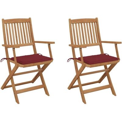 vidaXL Klappbare Gartenstühle - Mit Kissen aus Akazienholz vidaXL Klappbare Gartenstühle - Mit Kissen aus Akazienholz