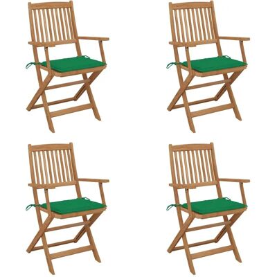 Sillas de jardín plegables de acacia Maisonchic - 4 unidades con cojines Sillas de jardín plegables de acacia Maisonchic - 4 unidades con cojines
