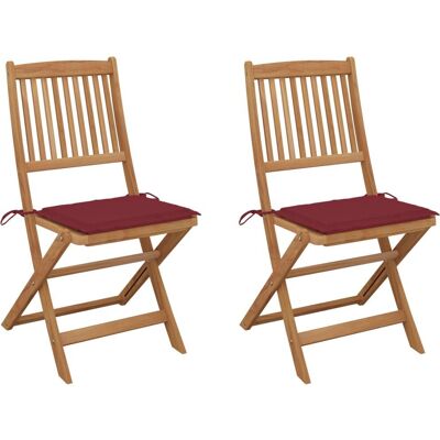 vidaXL Klappbare Gartenstühle mit Kissen - Akazienholz - 2 Stück vidaXL Klappbare Gartenstühle mit Kissen - Akazienholz - 2 Stück