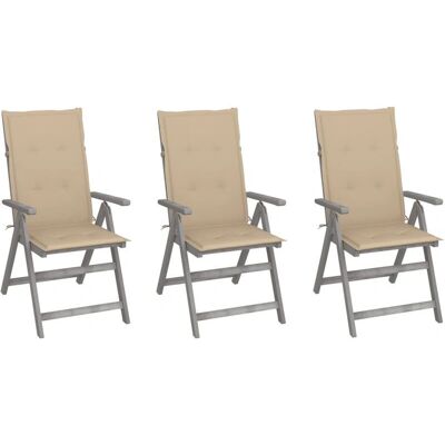 vidaXL Gartensessel mit Kissen - Verstellbar 5-Stufen, 3 Stück vidaXL Gartensessel mit Kissen - Verstellbar 5-Stufen, 3 Stück