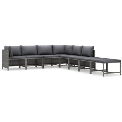 VidaXL Gartenset - Modulares 8-tlg. Rattan in Grau VidaXL Gartenset - Modulares 8-tlg. Rattan in Grau
