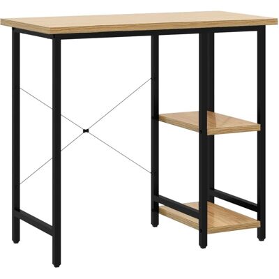 vidaXL Computertisch Schwarz und Hell Eiche MDF und Metall - Computertisch vidaXL Computertisch Schwarz und Hell Eiche MDF und Metall - Computertisch