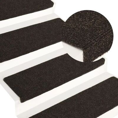 vidaXL Dark Brown 15 pcs Needle Punch Stair Mats - Stair Protectors vidaXL Dark Brown 15 pcs Needle Punch Stair Mats - Stair Protectors