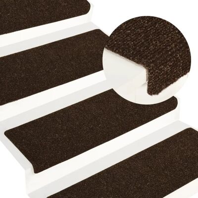 vidaXL Stair Mats 15 pcs Brown - Stair Step Rug, Non-slip, Soundproof vidaXL Stair Mats 15 pcs Brown - Stair Step Rug, Non-slip, Soundproof