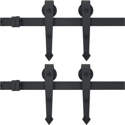 vidaXL Kit de herrajes para puerta corredera - 200 cm Acero negro vidaXL Kit de herrajes para puerta corredera - 200 cm Acero negro