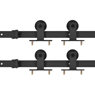 vidaXL Schiebetürbeschlagsätze - 2 Stück, 200 cm, Stahl Schwarz vidaXL Schiebetürbeschlagsätze - 2 Stück, 200 cm, Stahl Schwarz