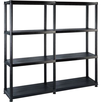 vidaXL Aufbewahrungssregal 4-stöckig Schwarz Kunststoff - Aufbewahrungsshelf vidaXL Aufbewahrungssregal 4-stöckig Schwarz Kunststoff - Aufbewahrungsshelf