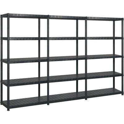 vidaXL 255x40x185 cm Schwarzer Stauraumregal - Lagerregal vidaXL 255x40x185 cm Schwarzer Stauraumregal - Lagerregal