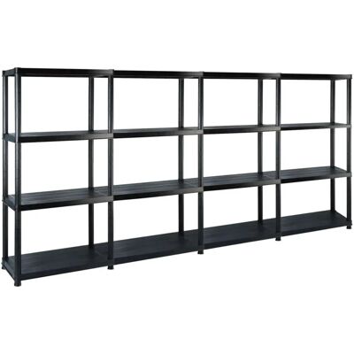 vidaXL Lagerregal 4-stufig Schwarz Kunststoff - Aufbewahrungsshelf vidaXL Lagerregal 4-stufig Schwarz Kunststoff - Aufbewahrungsshelf