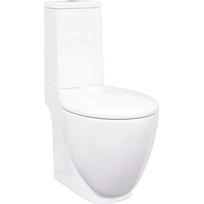 vidaXL White Ceramic Toilet - Round Bathroom WC with Soft Close vidaXL White Ceramic Toilet - Round Bathroom WC with Soft Close
