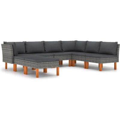 vidaXL Gartensofa Mit Kissen Poly Rattan Grau Anzahl der Artikel: 8 vidaXL Gartensofa Mit Kissen Poly Rattan Grau Anzahl der Artikel: 8