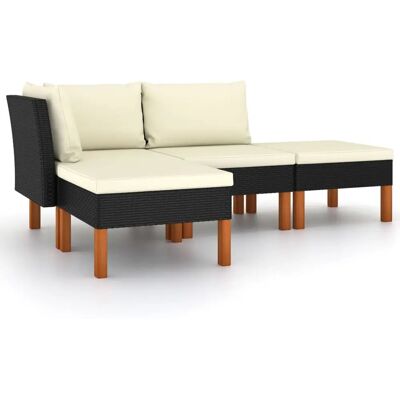 VidaXL Gartenmöbel-Set - Wetterfestes Rattan, Eukalyptusfüße, Abnehmbare Kissen VidaXL Gartenmöbel-Set - Wetterfestes Rattan, Eukalyptusfüße, Abnehmbare Kissen