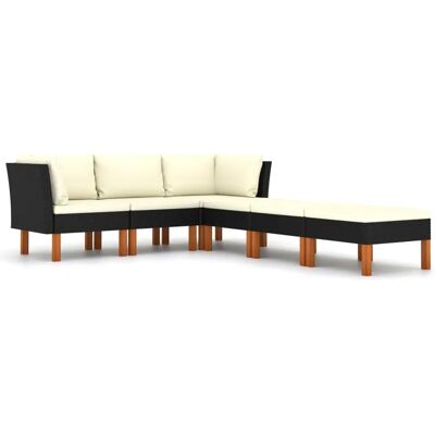 vidaXL Gartensofa Mit Kissen Poly Rattan Schwarz - 6 Teile vidaXL Gartensofa Mit Kissen Poly Rattan Schwarz - 6 Teile