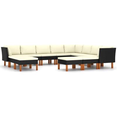 VidaXL Gartenmöbel-Set - Schwarz - Lounge, 12 Stück VidaXL Gartenmöbel-Set - Schwarz - Lounge, 12 Stück
