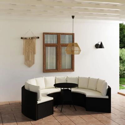 Maisonchic - Set de sofás de jardín 7 piezas y cojines ratán sintético negro vidaXL - Juego de Sofás de Jardín Maisonchic - Set de sofás de jardín 7 piezas y cojines ratán sintético negro vidaXL - Juego de Sofás de Jardín