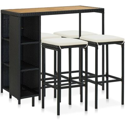 VidaXL Outdoormöbel-Set - Wetterfestes PE-Rattan - 1 Bar-Tisch & 4 Hocker VidaXL Outdoormöbel-Set - Wetterfestes PE-Rattan - 1 Bar-Tisch & 4 Hocker