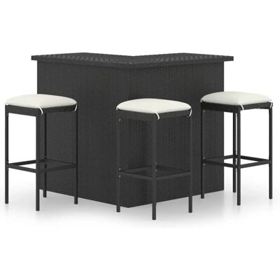 vidaXL - Awo68788 - Schwarz - Poly-Rattan - Gartenbar-Set vidaXL - Awo68788 - Schwarz - Poly-Rattan - Gartenbar-Set