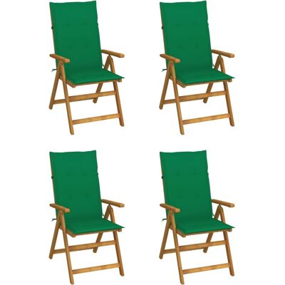 vidaXL Gartenliegestühle Set - 4 Verstellbare Holzstühle mit Kissen vidaXL Gartenliegestühle Set - 4 Verstellbare Holzstühle mit Kissen
