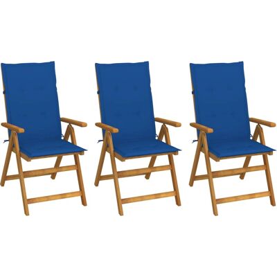VidaXL Gartenstuhl - Verstellbare Rückenlehne, Ölbehandeltes Akazienholz, Blau VidaXL Gartenstuhl - Verstellbare Rückenlehne, Ölbehandeltes Akazienholz, Blau